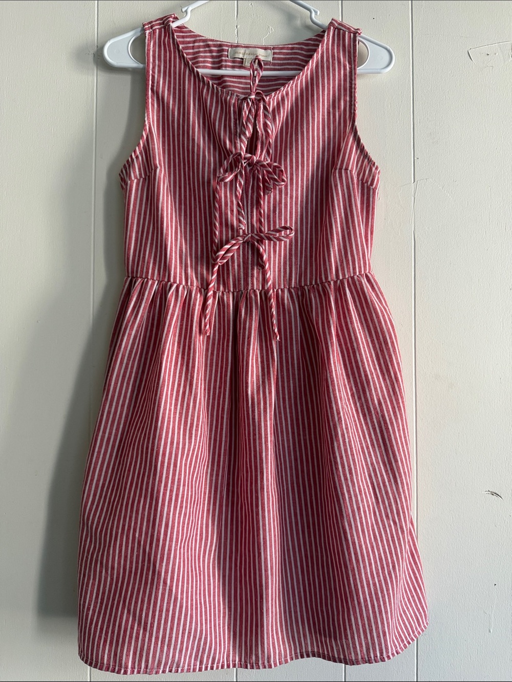 Monteau Red and White Striped Tie-Front Sundress